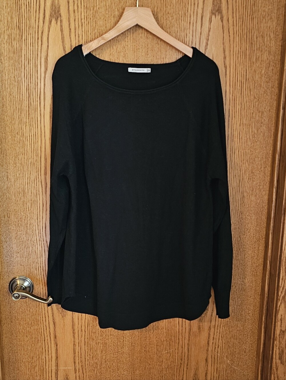 Staccato Black Long-Sleeve Scoop Neck Top